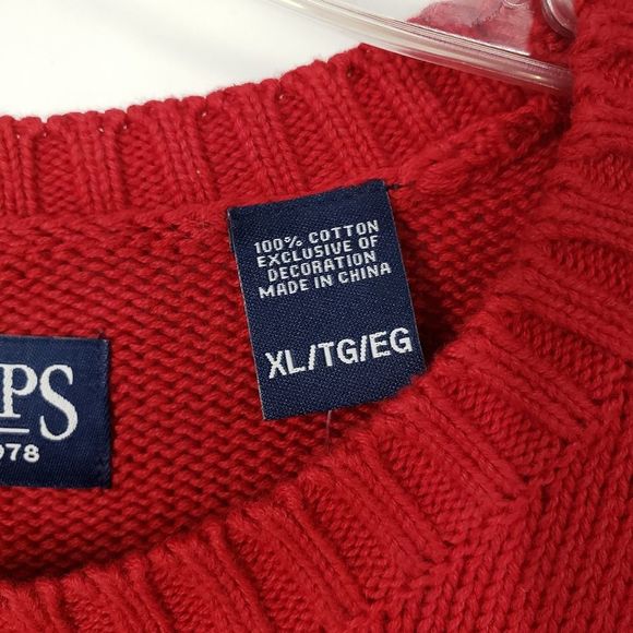 CHAPS Men's Red pull over Sweater extra large - Picture 4 of 7